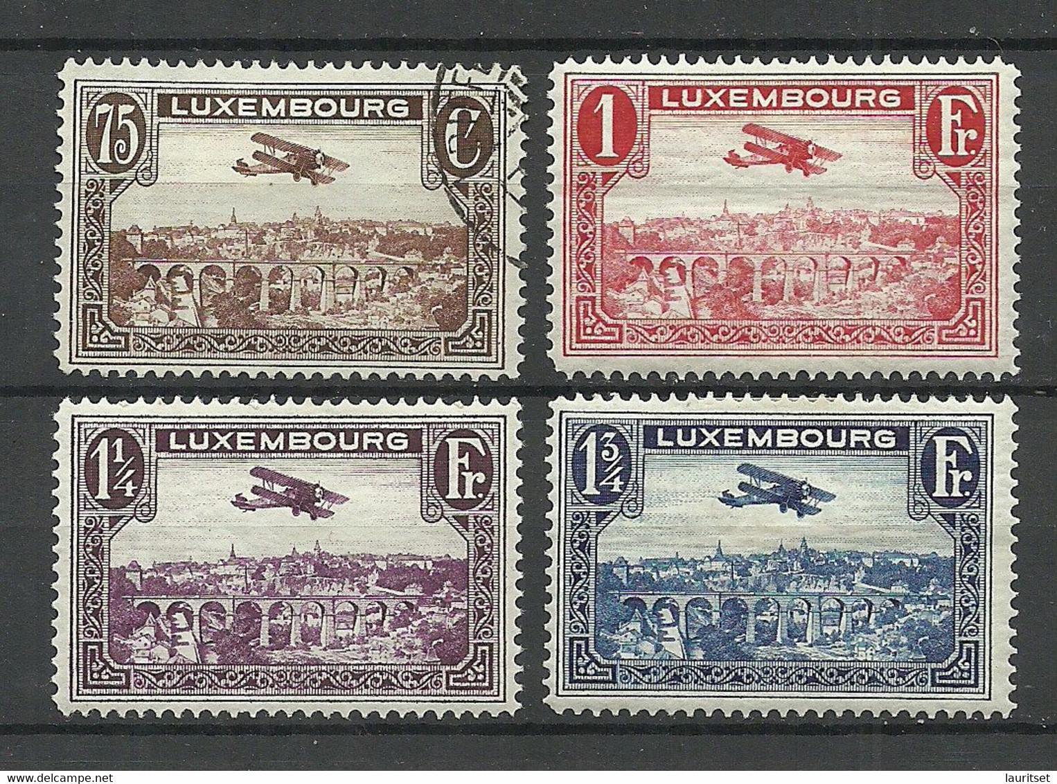 LUXEMBOURG Luxemburg 1931 Michel 234 - 237 */o Flugpost Air Mail Air Plane Doppeldecker - Gebraucht