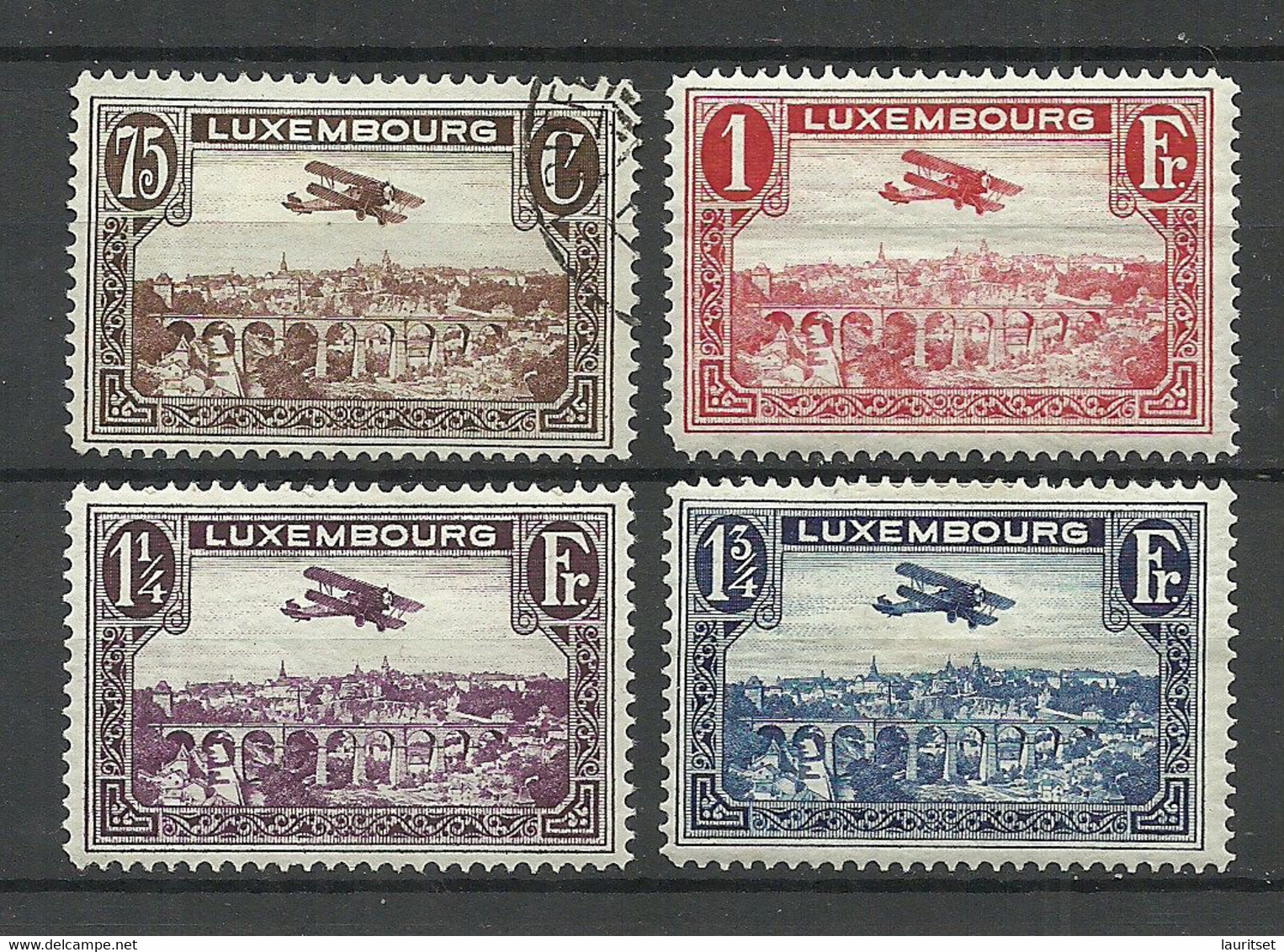 LUXEMBOURG Luxemburg 1931 Michel 234 - 237 */o Flugpost Air Mail Air Plane Doppeldecker - Used Stamps