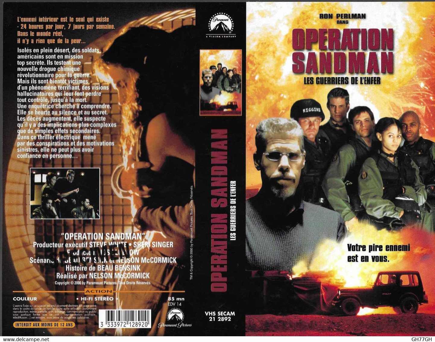 "OPERATION SANDMAN -les Guerriers De L'enfer" -jaquette SPECIMEN Originale PARAMOUNT VHS SECAM - Azione, Avventura