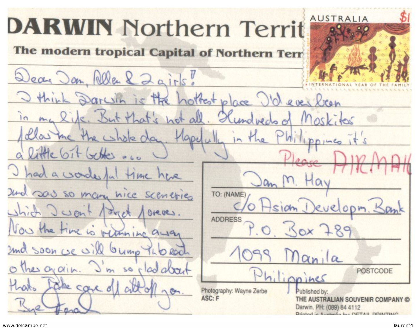 (JJ 6) Australia - NT - Darwin (posted Wiht Year Of Family $ 1.00 Stamp) - Darwin