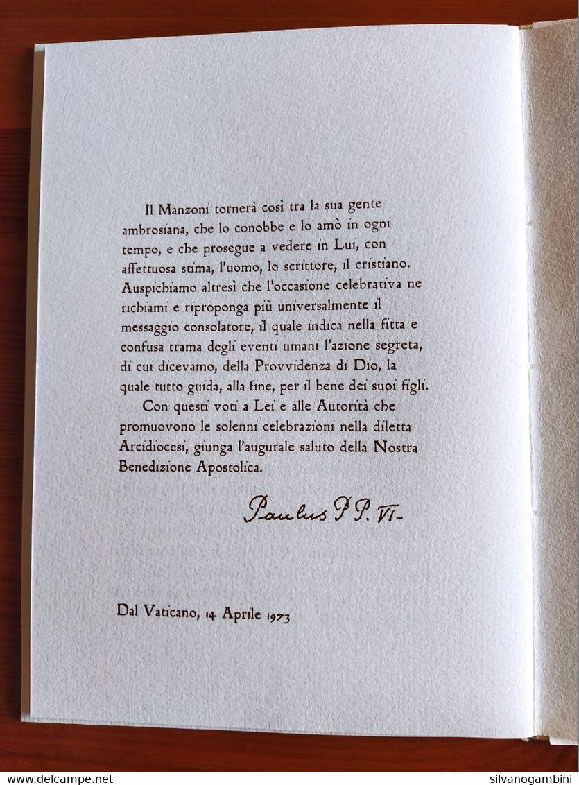 ORIGINALE VATICANO, DUOMO DI MILANO MESSA 1973, CENTENARIO DELLA MORTE DI ALESSANDRO MANZONI