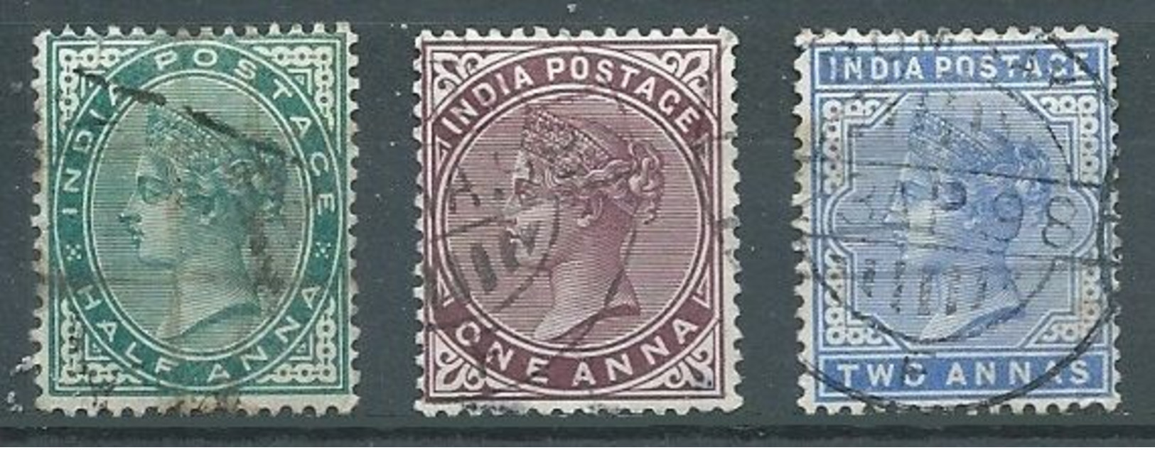 Inde Anglaise YT N°33-35-37 Reine Victoria Oblitéré ° - 1882-1901 Empire