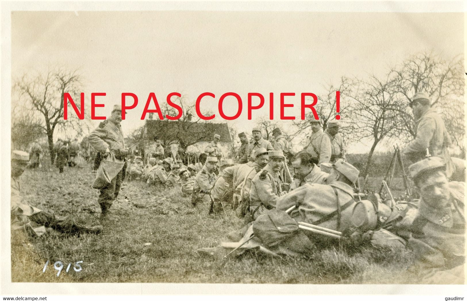 PHOTO FRANCAISE - POILUS DU 322e RIT A BERNAY PRES DE ROZAY EN BRIE - PROVINS SEINE ET MARNE 1915 - GUERRE 1914 1918 - 1914-18