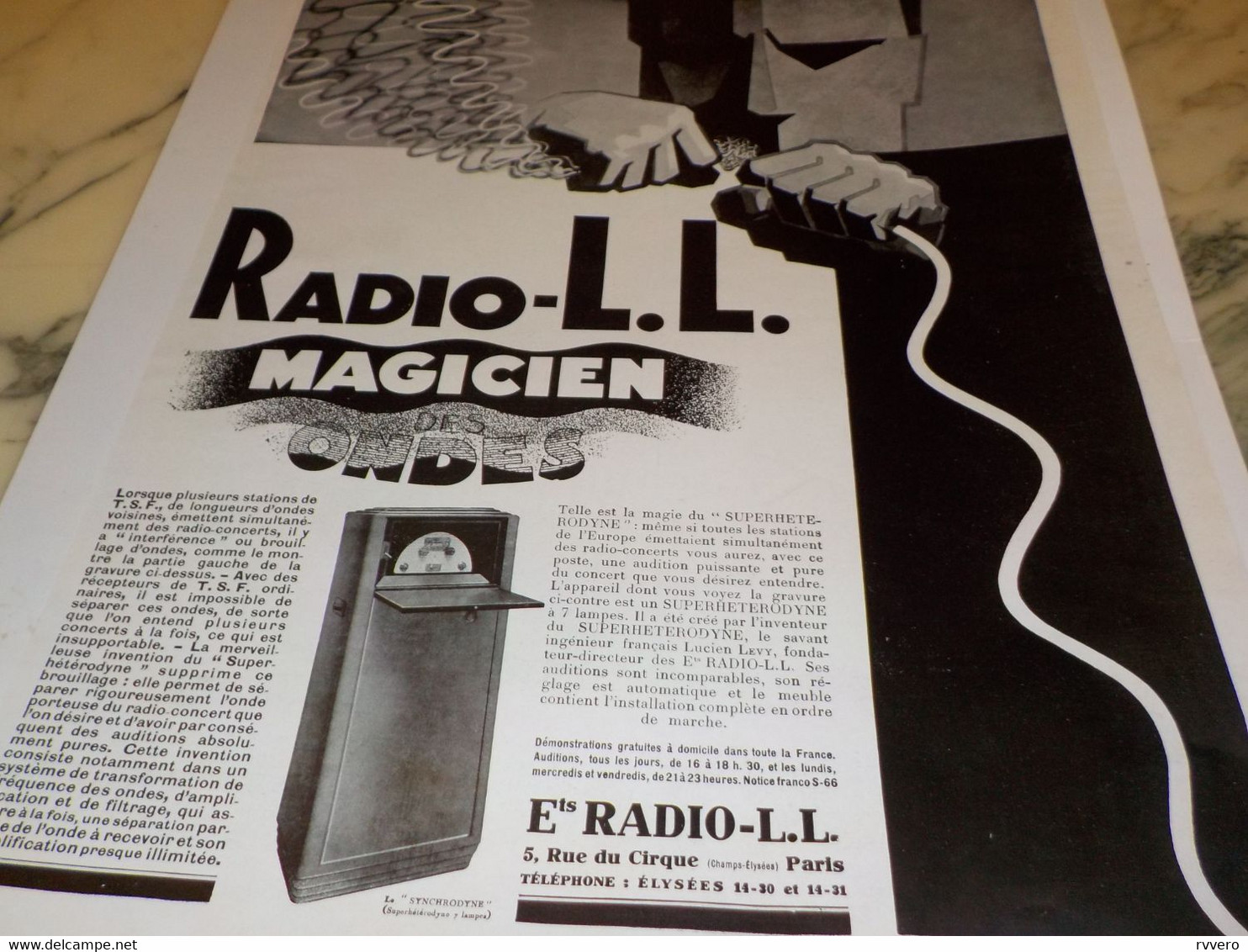 ANCIENNE PUBLICITE MAGICIEN DES ONDES  RADIO LL 1928 - Sonstige & Ohne Zuordnung