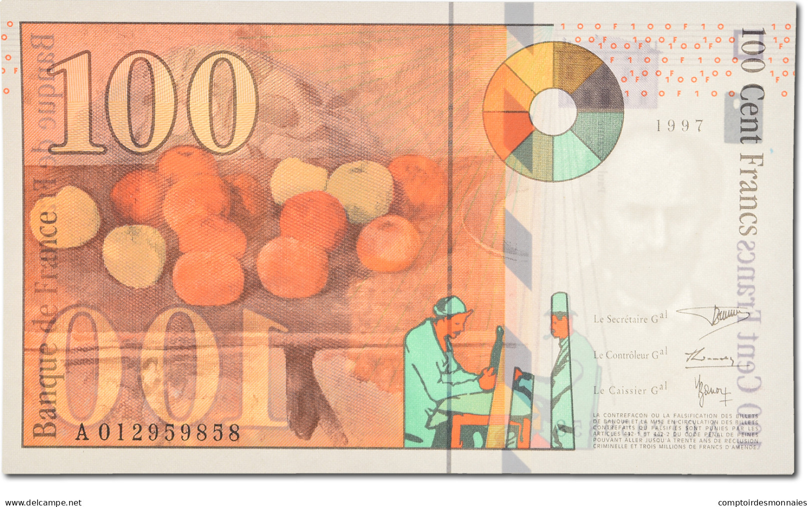 Billet, France, 100 Francs, 1997, 1997, NEUF, Fayette:74.1, KM:158a - 100 F 1997-1998 ''Cézanne''