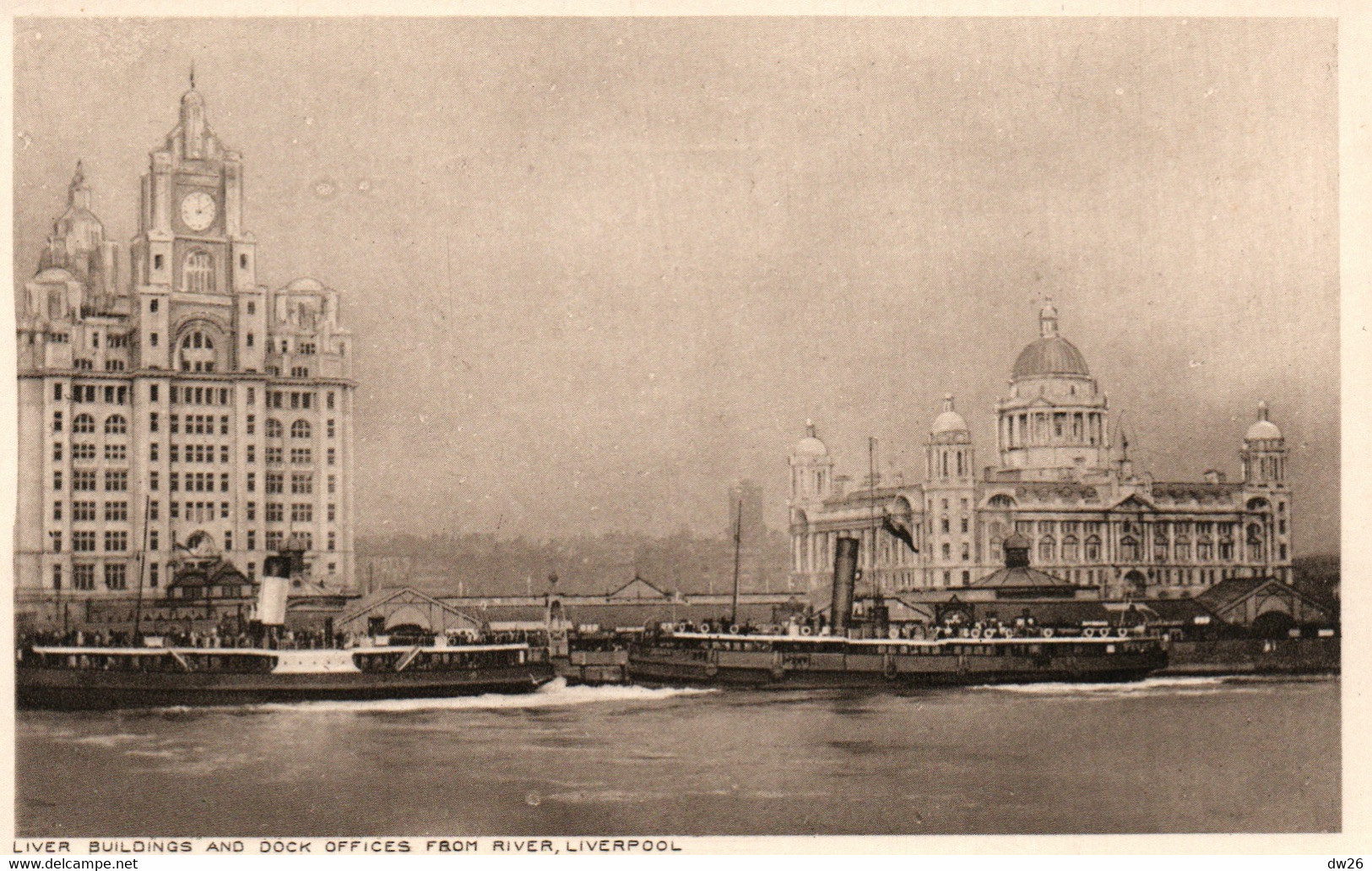 Liverpool - Liver Buildings And Dock Offices From River - Inused Post Card - Liverpool