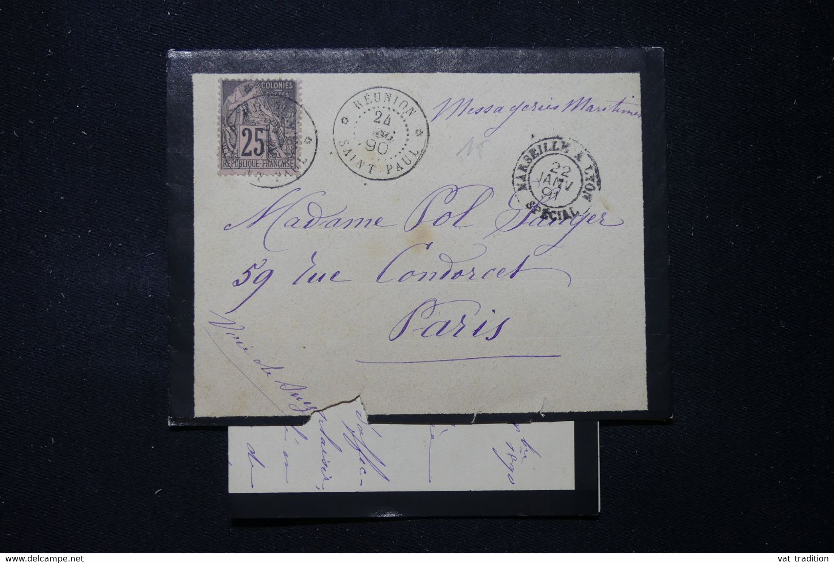 RÉUNION - Enveloppe + Contenu De St Paul En 1890 Pour Paris, Affranchissement Alphée Dubois - L 89279 - Covers & Documents