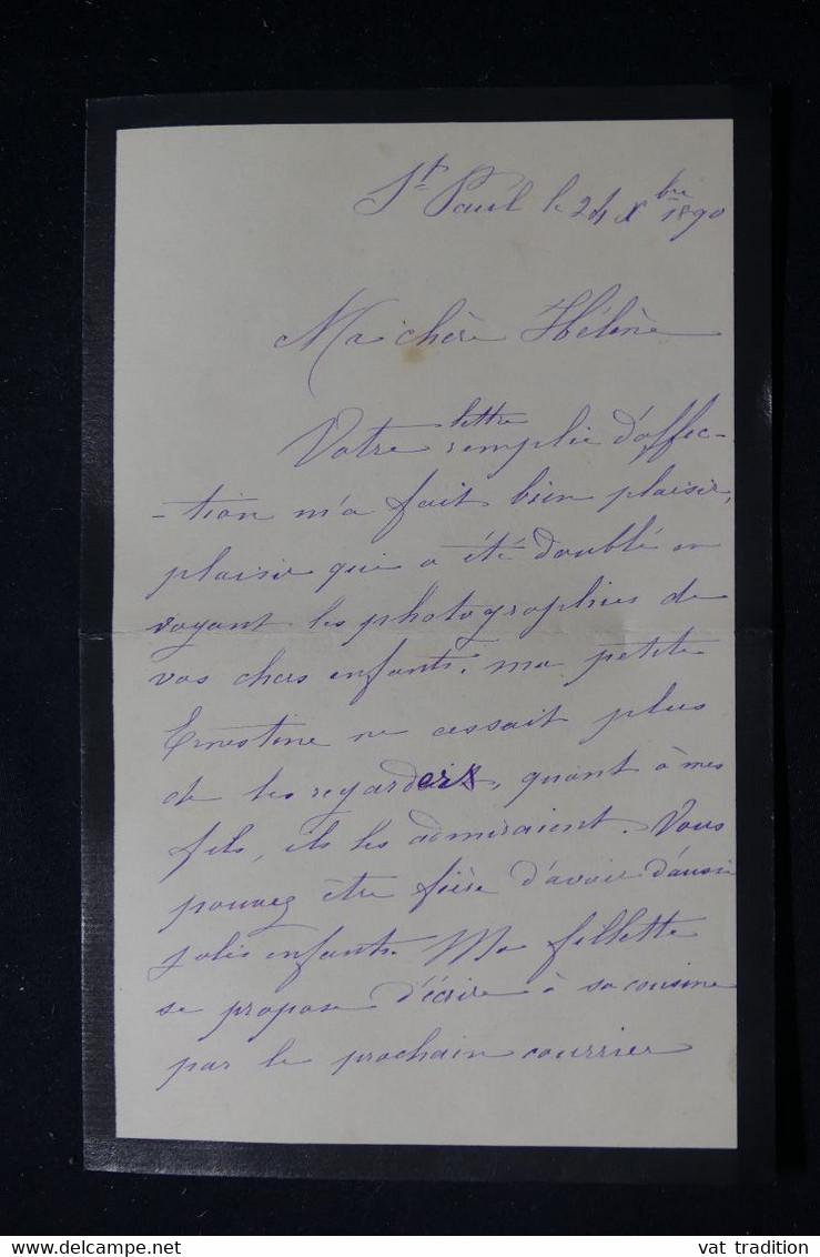 RÉUNION - Enveloppe + Contenu De St Paul En 1890 Pour Paris, Affranchissement Alphée Dubois - L 89279 - Cartas & Documentos