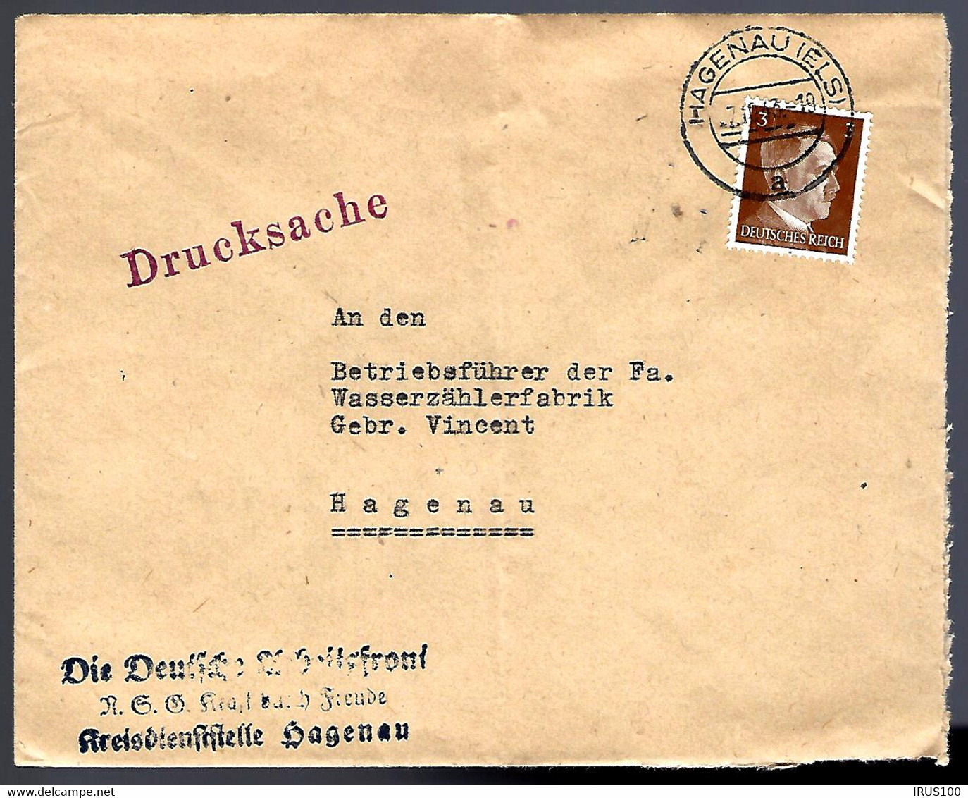 LETTRE EN PROVENANCE DE HAGUENAU - BAS-RHIN - 1943 - - Cartas & Documentos