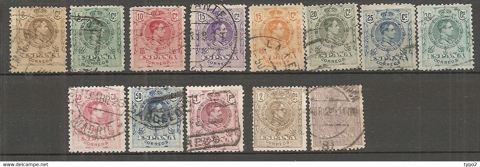 ESP 1909- Yv. N° 242 à 252, 255,256   Série 2c à 1p     Aphonse XIII Cote  3,3  Euro BE - Oblitérés