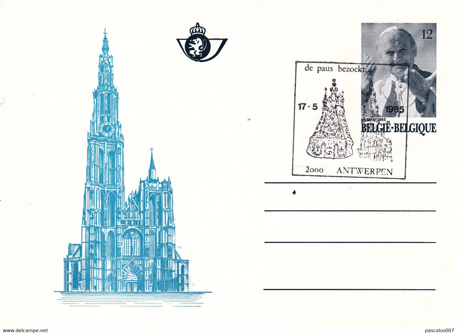 B01-342 Carte Ca Bk 34 - Chapelle De Banneux Notre-Dame Visite Pape 17-05-1985 2000 Antwerpen - Tarjetas Ilustradas (1971-2014) [BK]