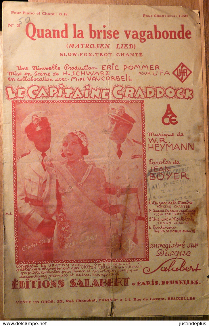 QUAND LA BRISE VAGABONDE N° 2 LE CAPITAINE CRADDOCK - Compositori Di Musica Di Cinema