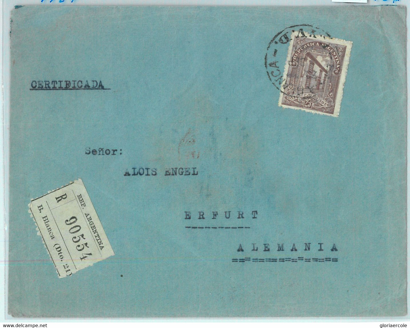 93875 - ARGENTINA - POSTAL HISTORY - REGISTERED Cover From B BLANCA  To GERMANY - Briefe U. Dokumente