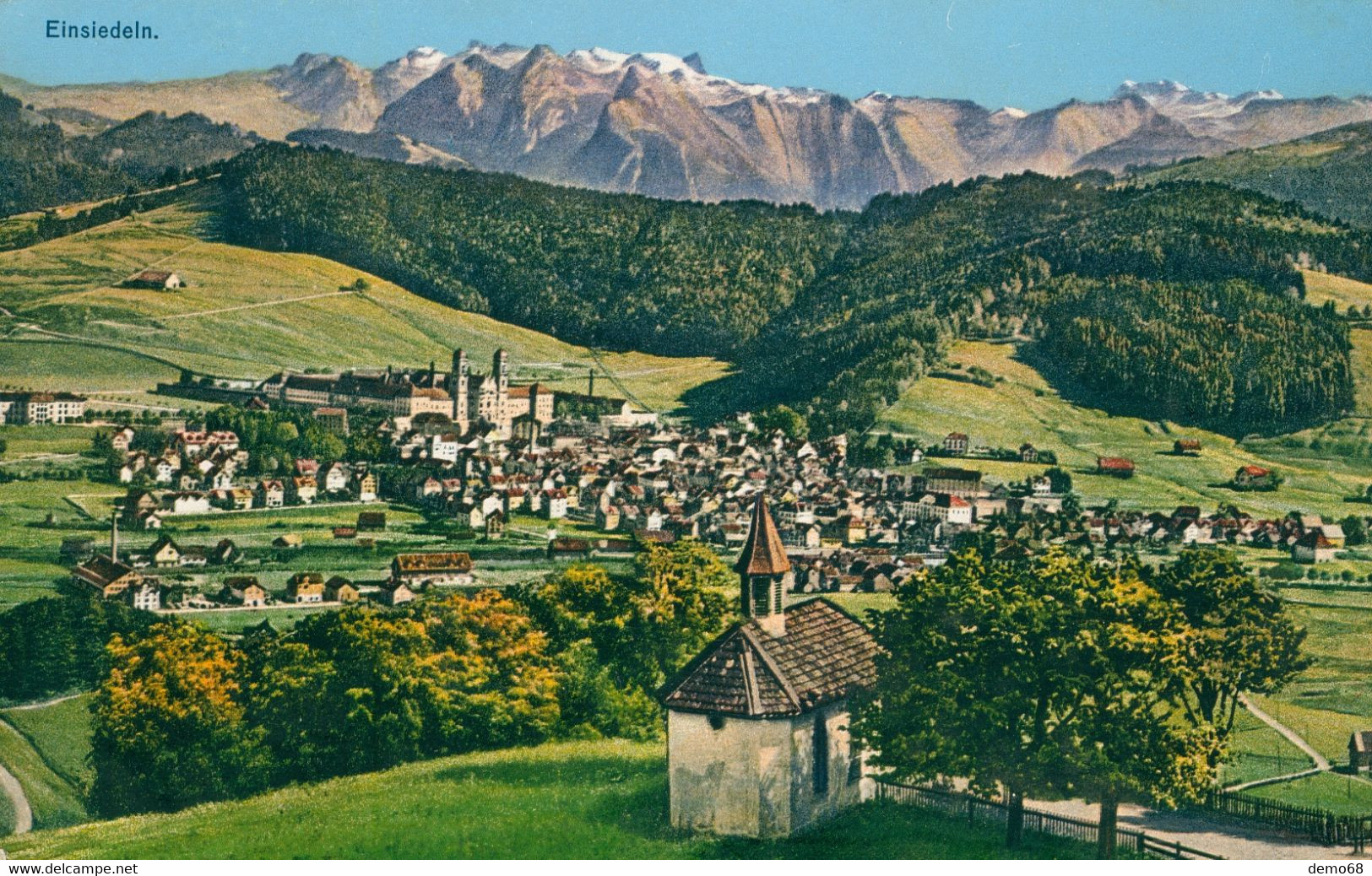 Einsiedeln Vue Générale Panorama Et Chapelle Suisse Schweiz Svizzera SZ Schwyz  Belle Litho 1939 - Einsiedeln