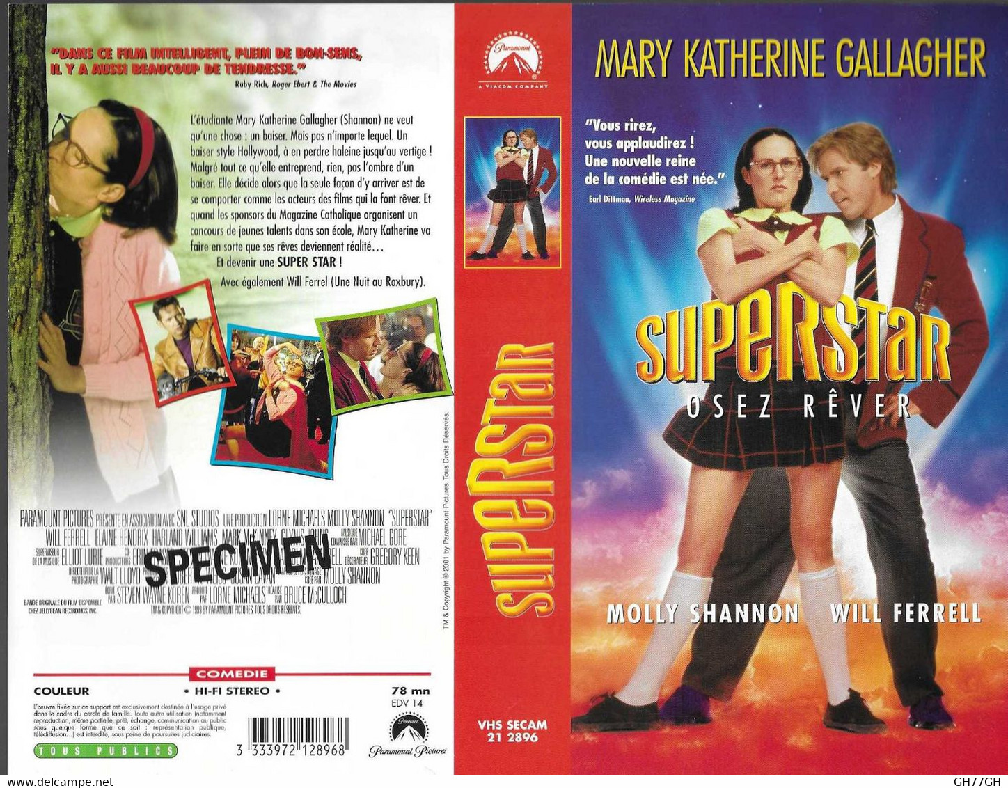 "SUPERSTAR" -jaquette SPECIMEN Originale PARAMOUNT VHS SECAM - Comédie
