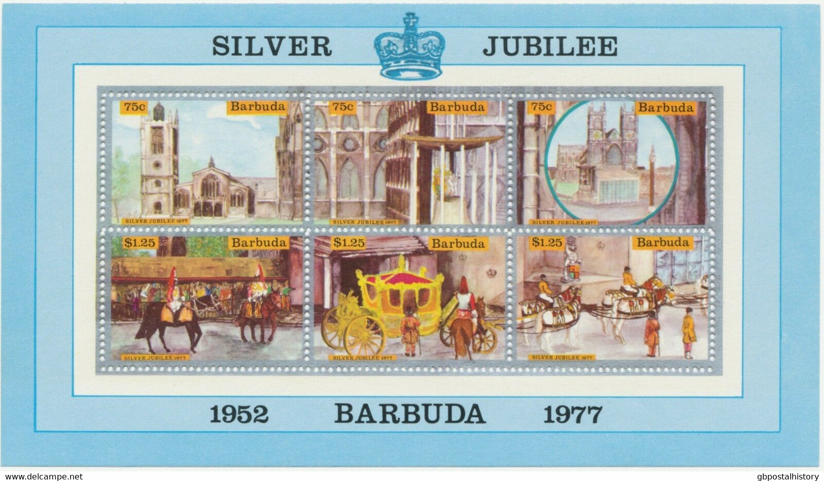 BARBUDA 1977 25 Jahre Regentschaft Königin Elisabeth II Silber Jubilee ** + FDCs - 1960-1981 Autonomie Interne