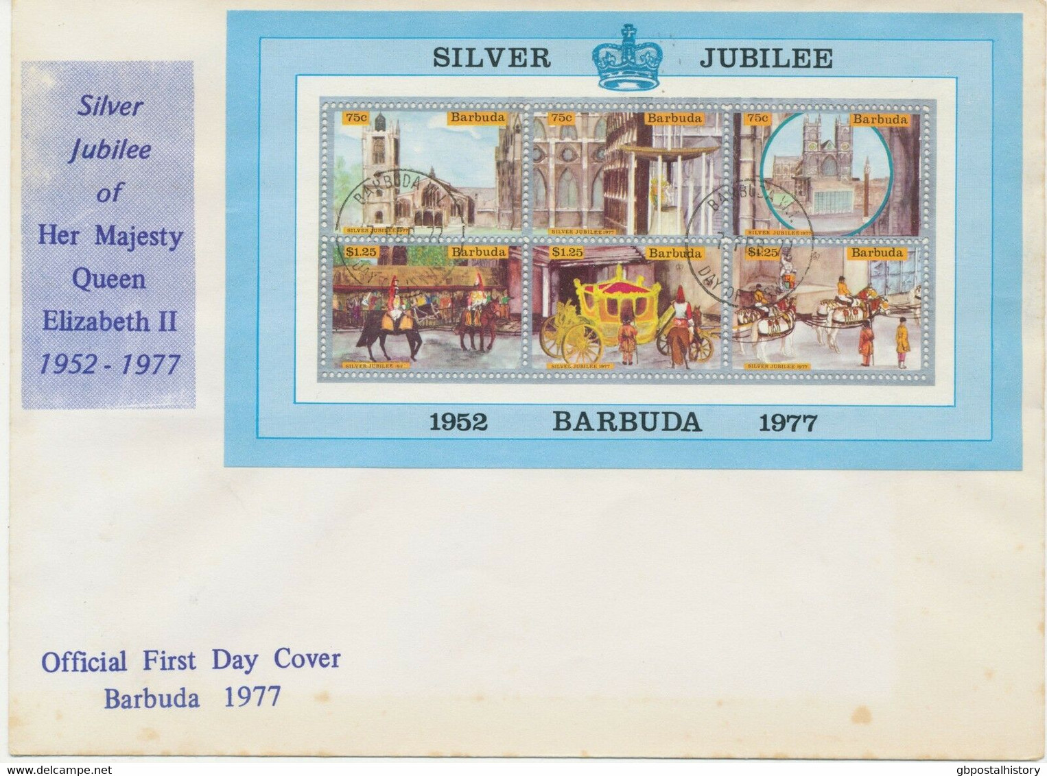 BARBUDA 1977 25 Jahre Regentschaft Königin Elisabeth II Silber Jubilee ** + FDCs - 1960-1981 Autonomia Interna