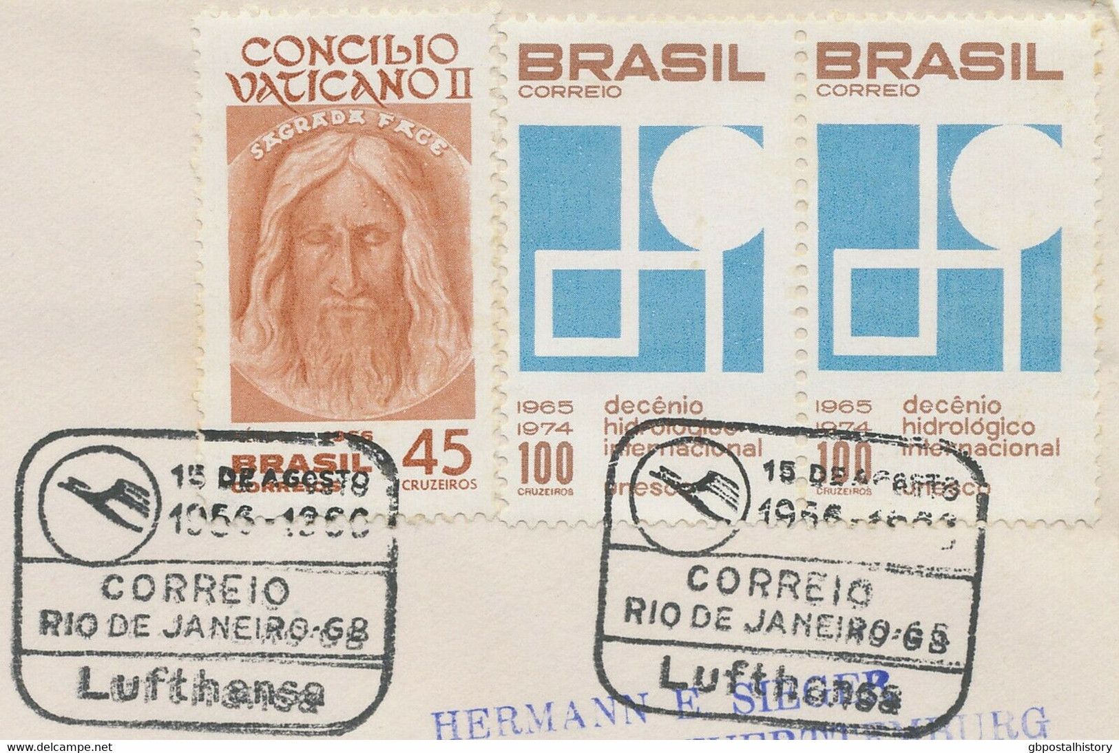 BRAZIL 1966 10th Anniversary Of Air Traffic With Rio De Janeiro SPECIAL FLIGHT - Luchtpost