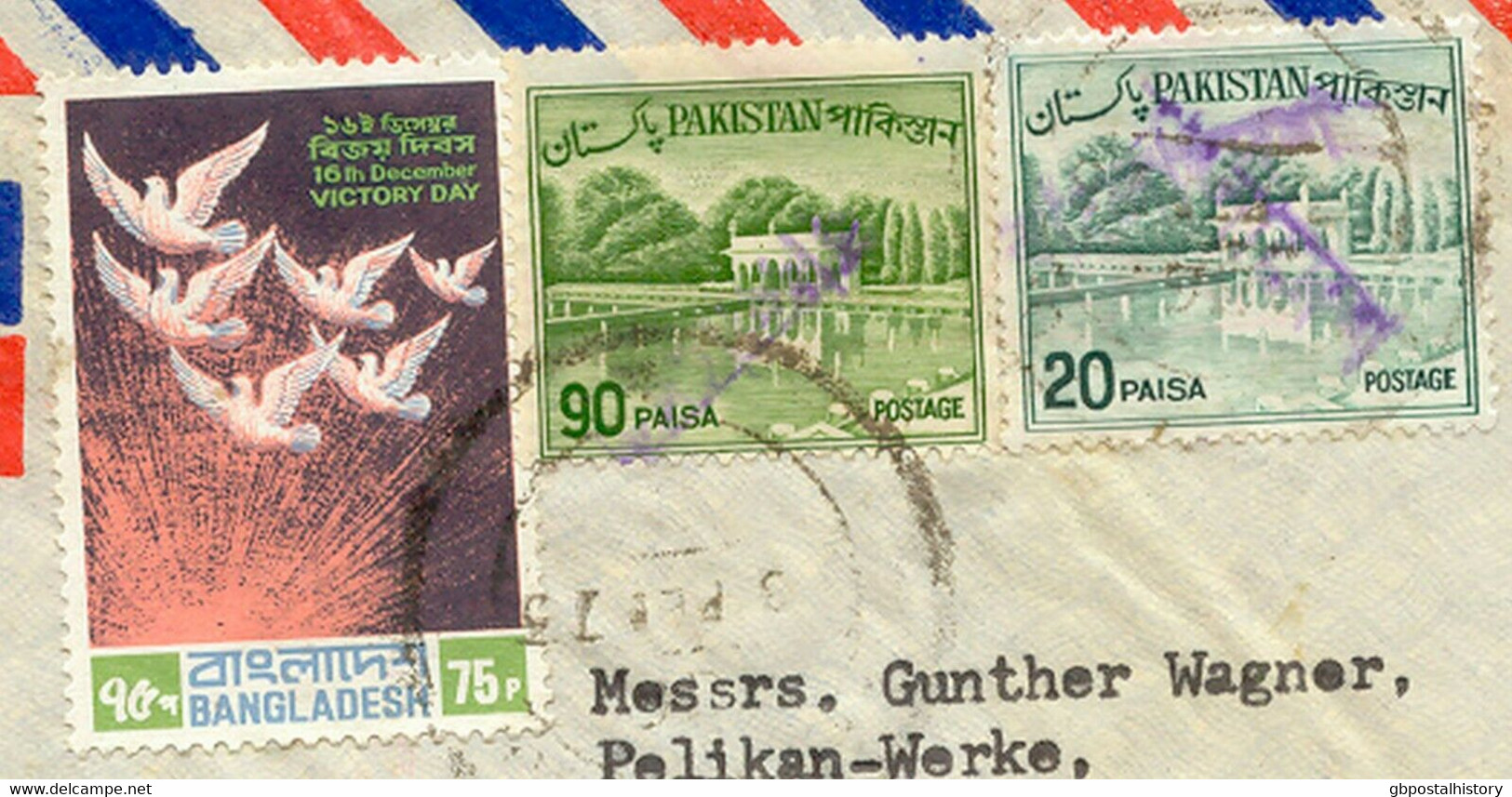 BANGLADESH 1973 Mixed Franking Bangladesh With Pakistan Hand Stamp Overprints - Bangladesh