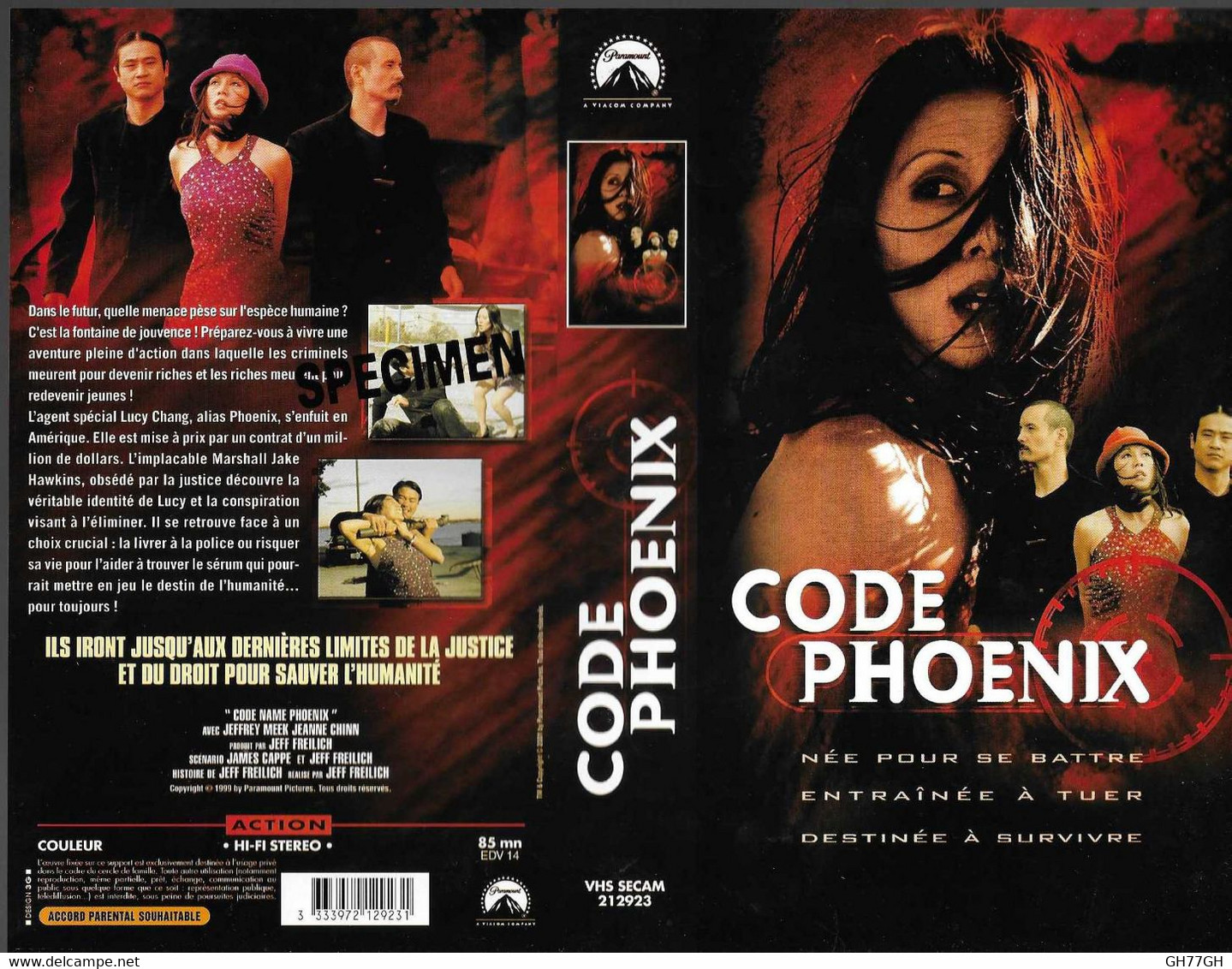 "CODE PHOENIX" -jaquette SPECIMEN Originale PARAMOUNT VHS SECAM -code Name Phoenix - Action & Abenteuer
