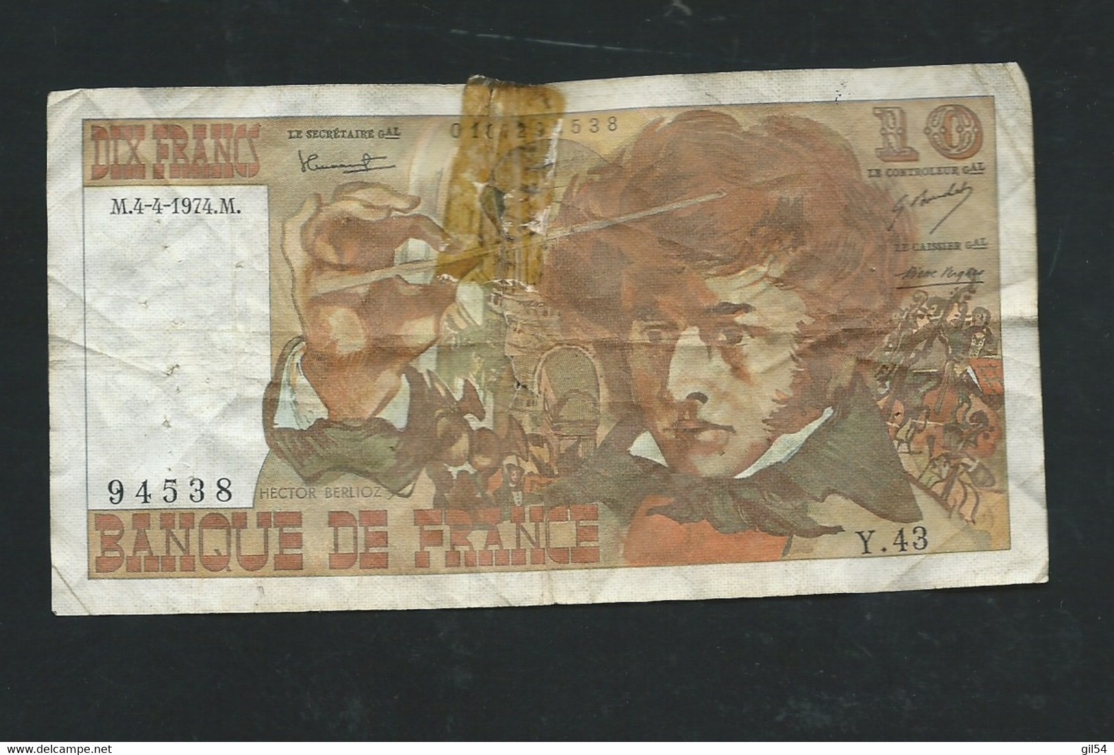 France  - FRANCE 10 FRANCS 1974 BERLIOZ  -  94538 Y.43 - Laura 6010 - 10 F 1972-1978 ''Berlioz''