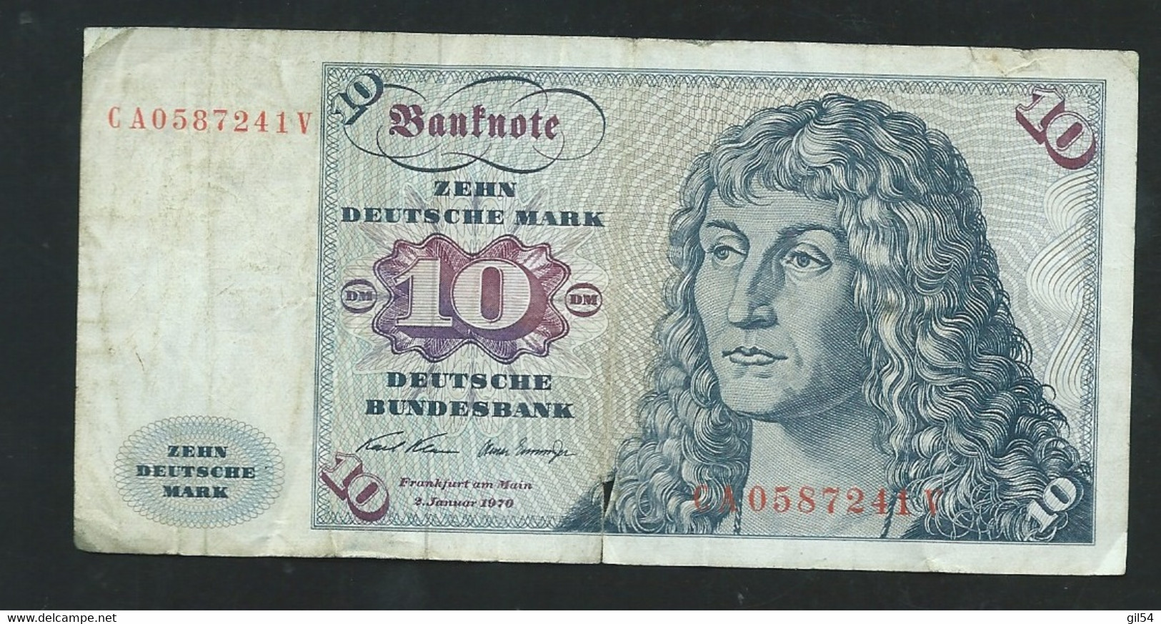 Billet République Fédérale Allemande, 10 Deutsche Mark, 1970  - CA0587241V  - Laura 6105 - 10 Deutsche Mark