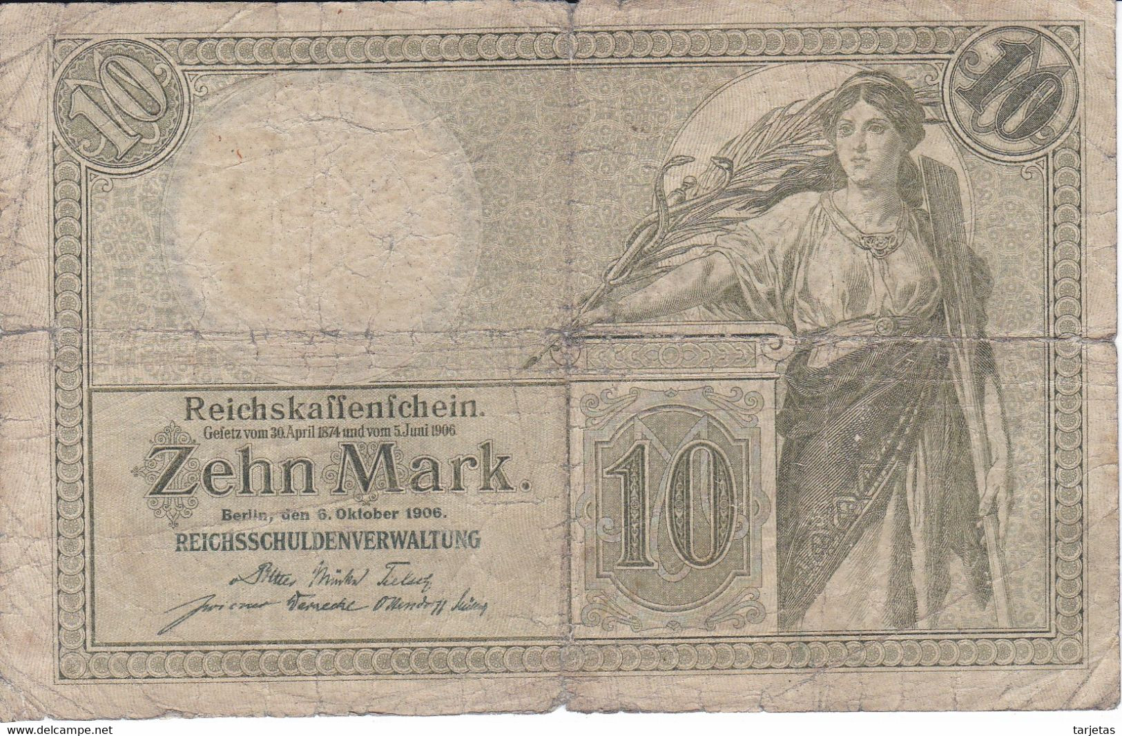 BILLETE DE ALEMANIA DE 10 MARK DEL AÑO 1906  (BANKNOTE) - 10 Mark