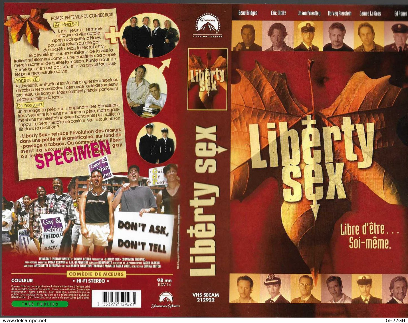 "LIBERTY SEX" -jaquette SPECIMEN Originale PARAMOUNT VHS SECAM - Cómedia