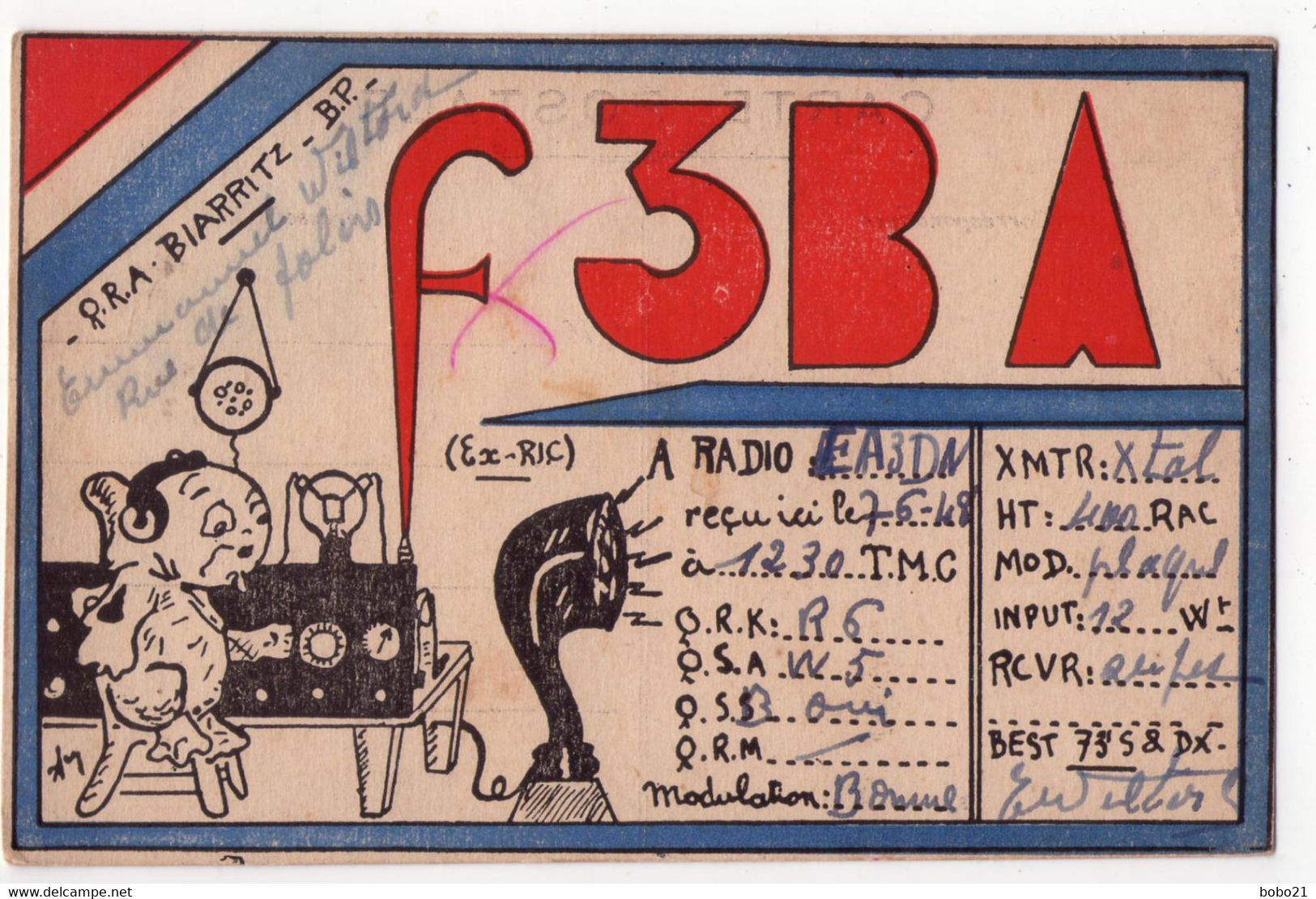 8429 - Carte QSL : F3BA - Station Radio EA3DW - 1948 - - Radio