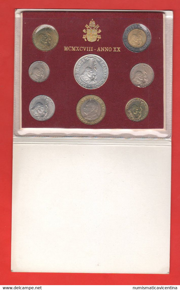 Vaticano Serie 1998 Papa Wojtyla Giovanni Paolo II° Anno XX° Vatikan State Divisionale Con 1000 Lire Argento E Bimetalli - Vaticano (Ciudad Del)