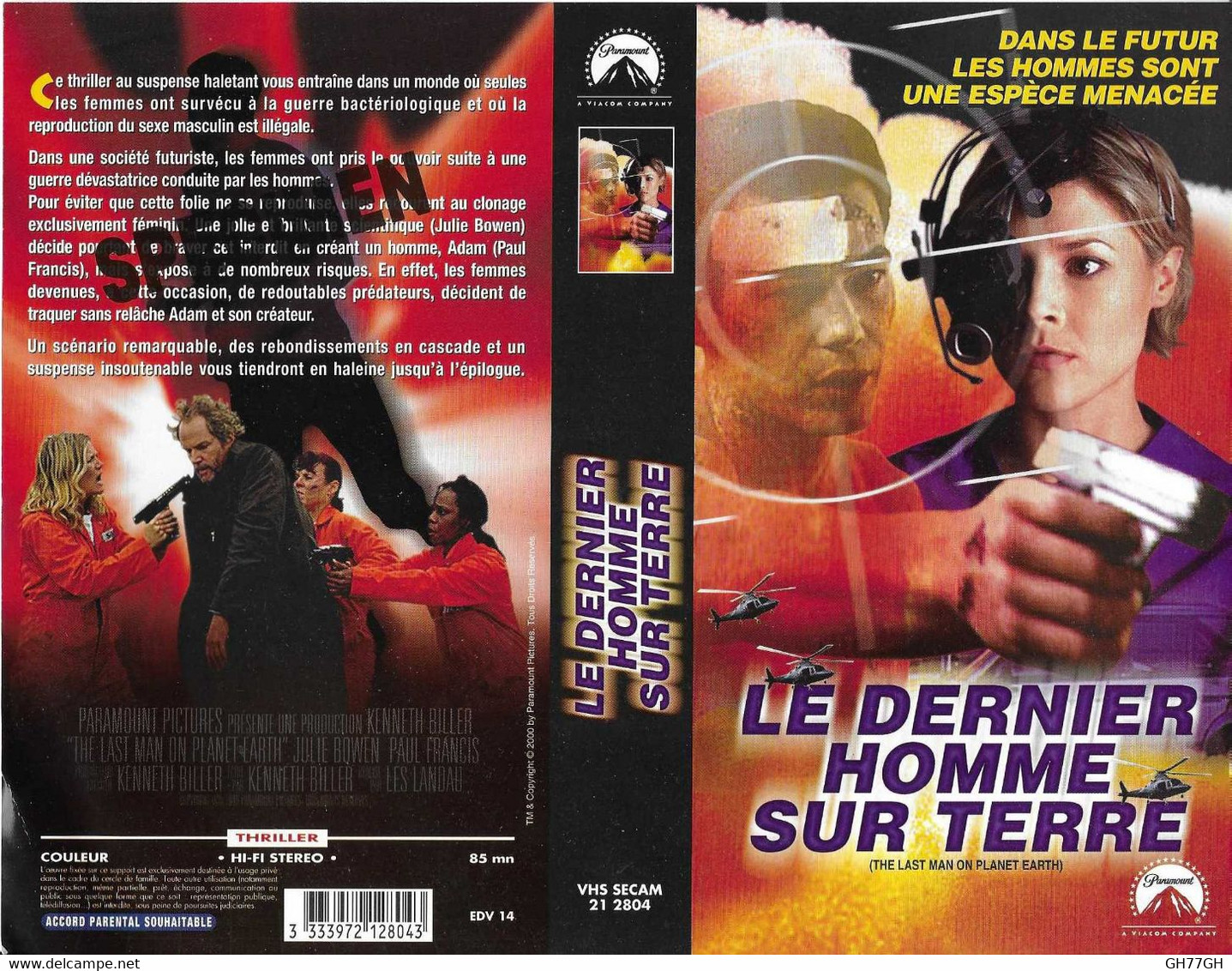 "LE DERNIER HOMME SUR TERRE" -jaquette SPECIMEN Originale PARAMOUNT VHS SECAM -the Last Man On Planet Earth - Azione, Avventura