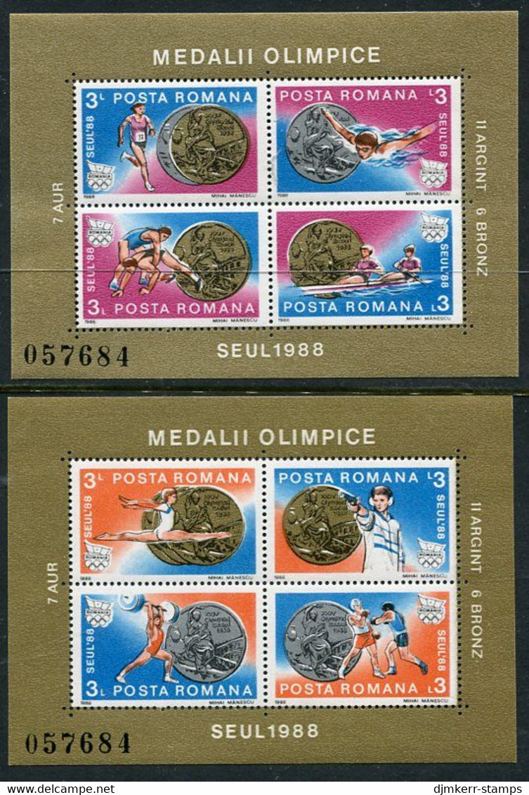ROMANIA 1988 Olympic Medal Winners Blocks MNH/**.  Michel Blocks 250-51 - Unused Stamps