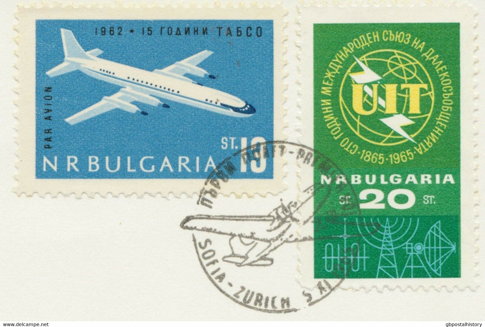 BULGARIEN 1965, Erstflug TABSO Mit Iljuschin 18 „SOFIA, Bulgarien – ZÜRICH“ - Luchtpost