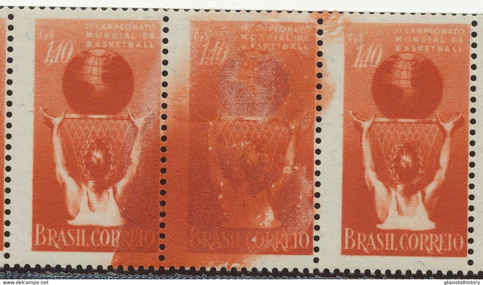 BRASILIEN 1954 2.Weltmeisterschaft Im Basketball 1.40 Cr Rot ** (5x) ABARTEN - Nuovi