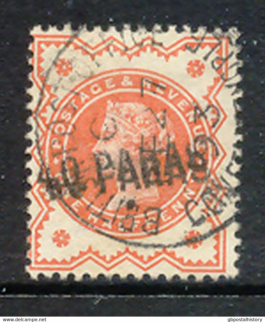 BRITISH LEVANT 1893 QV 40 Paras On 1/2 D Orange DOUBLE OVERPRINT VFU EXPERT - Levante Británica