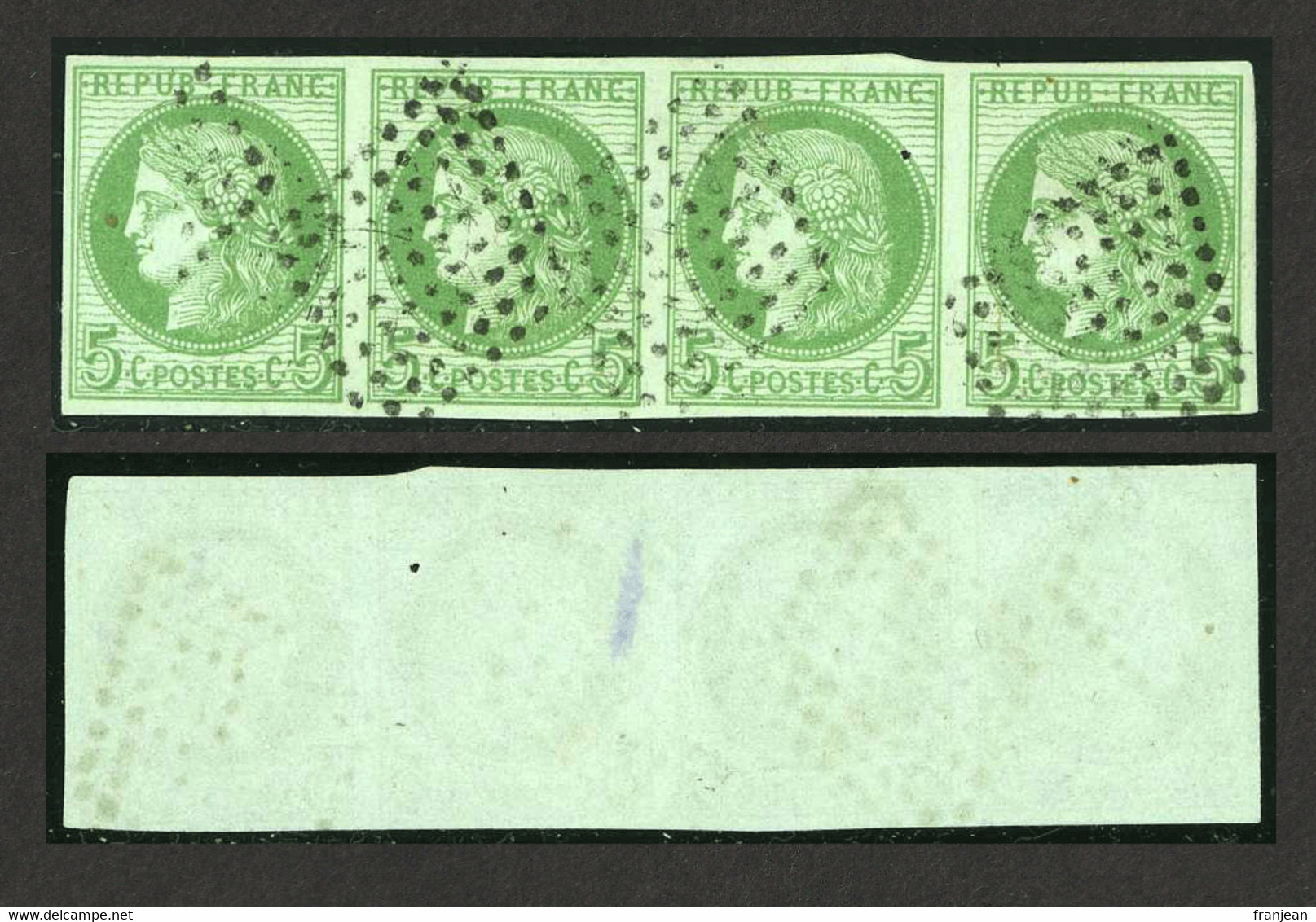 COLONIES GENERALES N°17 Cérès 5c Vert Bande De 4 Oblitérée Losange 81 Pts D'INDE PORT GRATUIT - Ceres