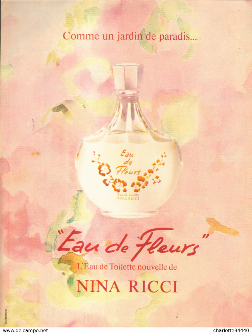 PUB PARFUM   ( EAU  De FLEURS  ) De " NINA RICCI "  1980 ( 12 ) - Ohne Zuordnung