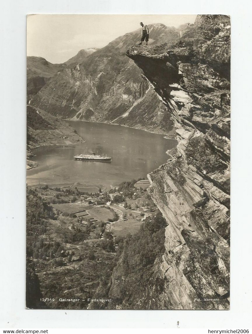 Norvège Norge Geiranger Bateau Paquebot Au Loin 1953 Cachet Andalsnes - Norwegen