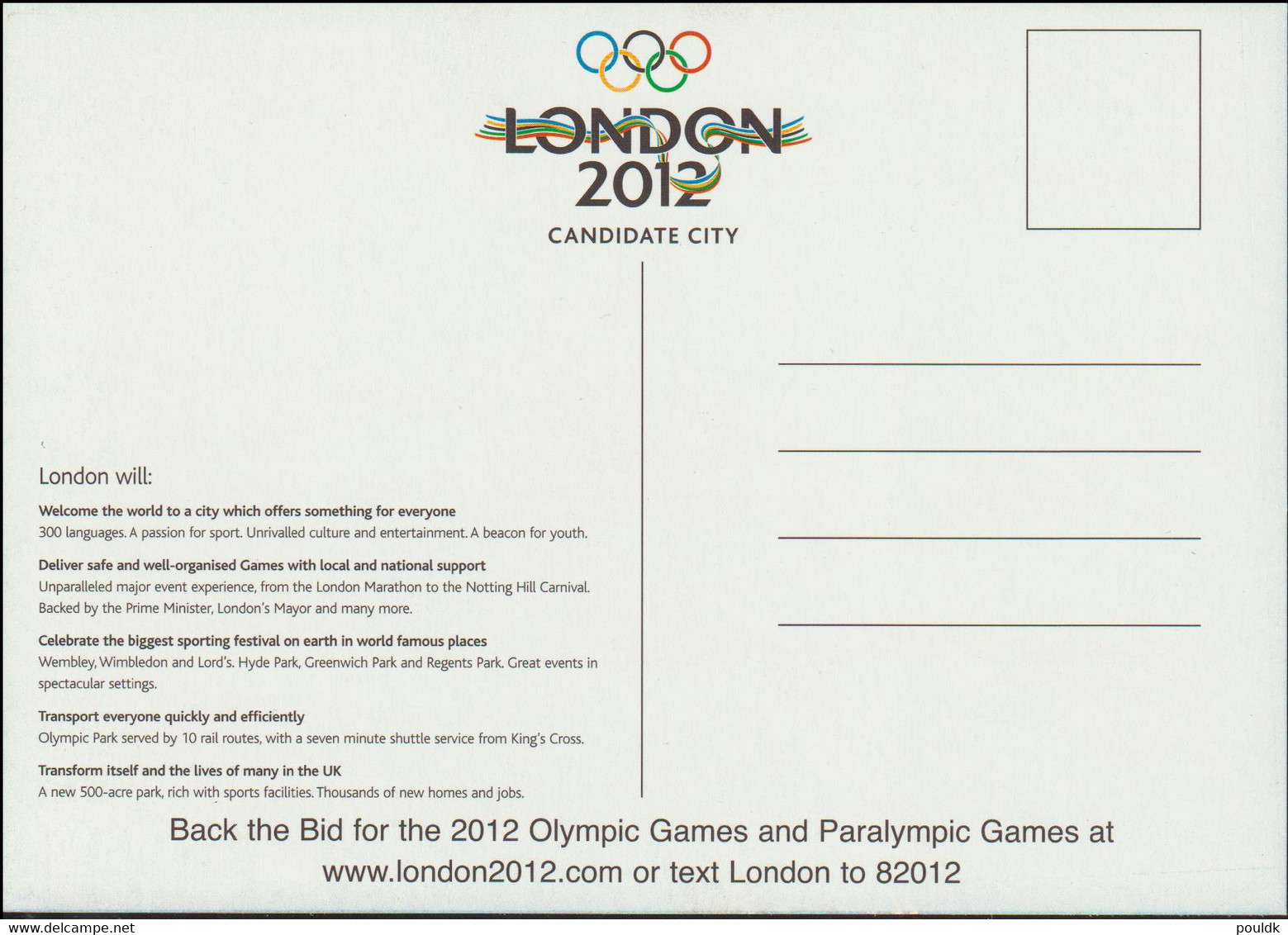 Great Britain Postcard London 2012 - Candidate City To Host 2012 Olympics - Mint (G125-22) - Zomer 2012: Londen