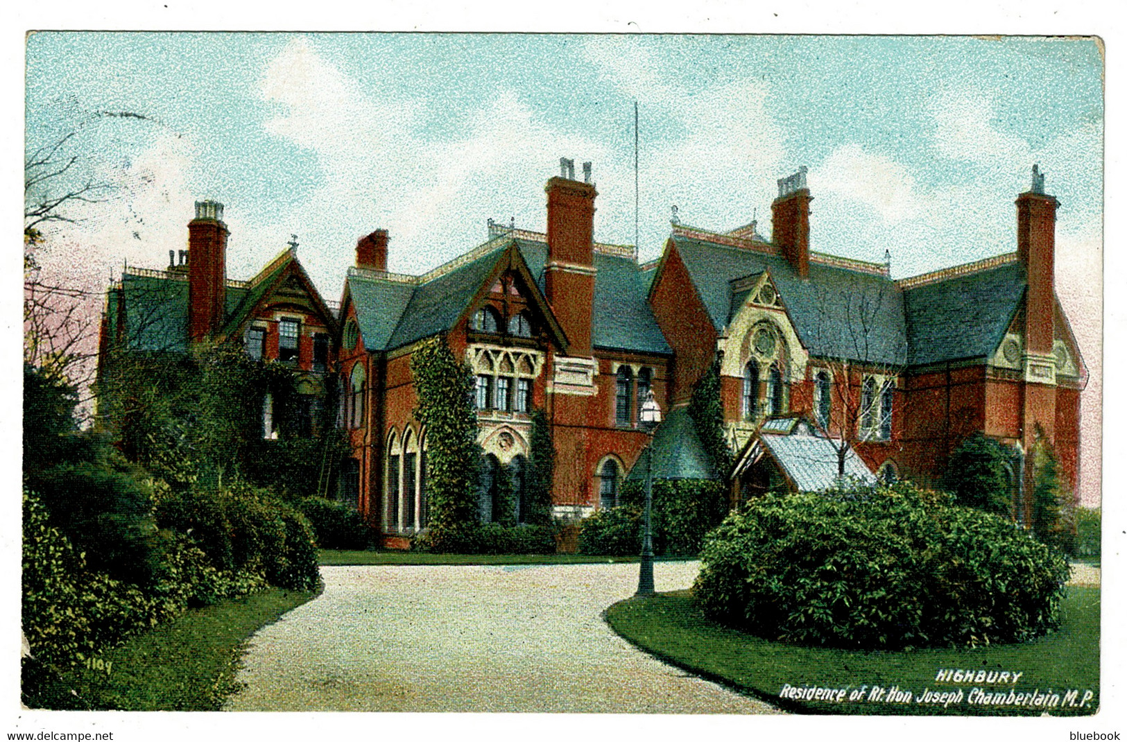Ref 1473 - 1907 Postcard - Highbury House Birmingham - Home Of Joseph Chamberlain MP - Birmingham