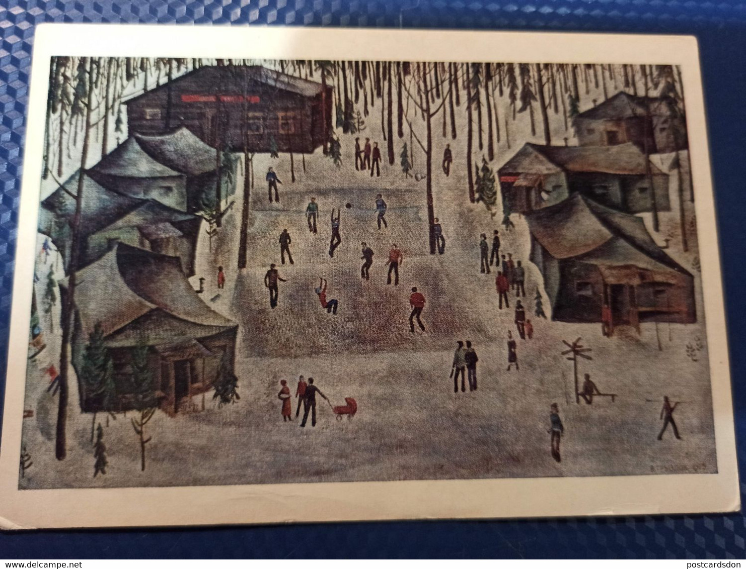 Volleyball In Art - "First Snow At BAM" By Gryzlov - Rare Old Postcard 1977 - Volleyball