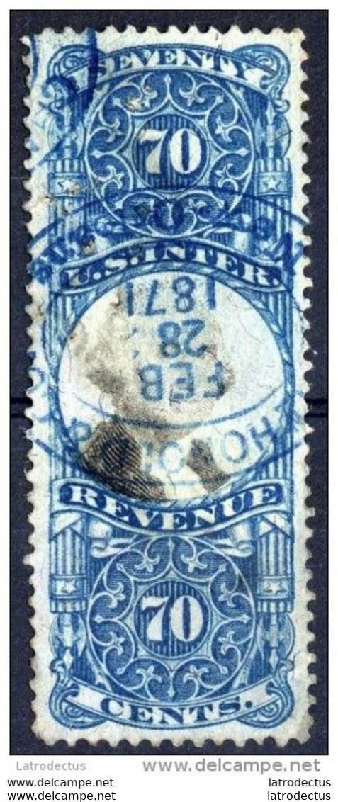 USA - Revenue - 1871 - Scott R117  (°) Backdated Cancellation ! (damaged, Thin Spot) - Fiscaux