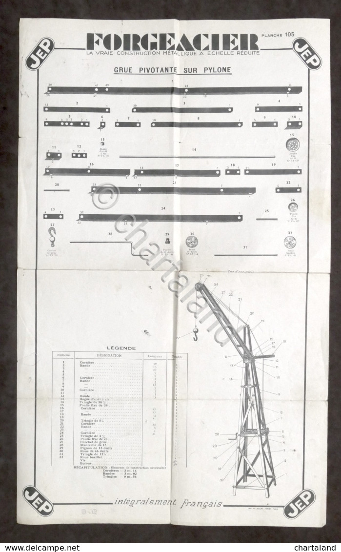 Modellismo - JEP Forgeacier - Planche 105 - Grue Pivotante Sur Pylone - Altri & Non Classificati