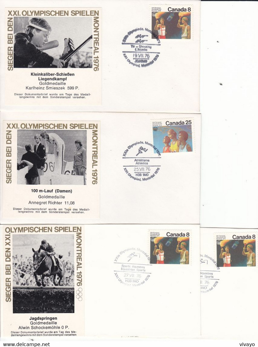 1976 - CANADA - MONTREAL OLYMPICS - WINNERS - ROWING, FENCING, SHOOTING, EQUESTRIAN SP., ATHLETICS - Cartas & Documentos