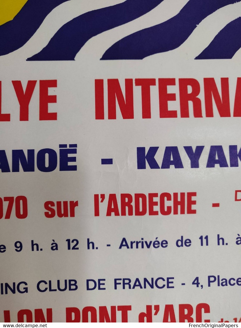 Affiche Originale - Rallye International Canoë Kayak Touring Club De France 1970 Ardèche Vallon Pont D'Arc à Sauze Sport - Affiches