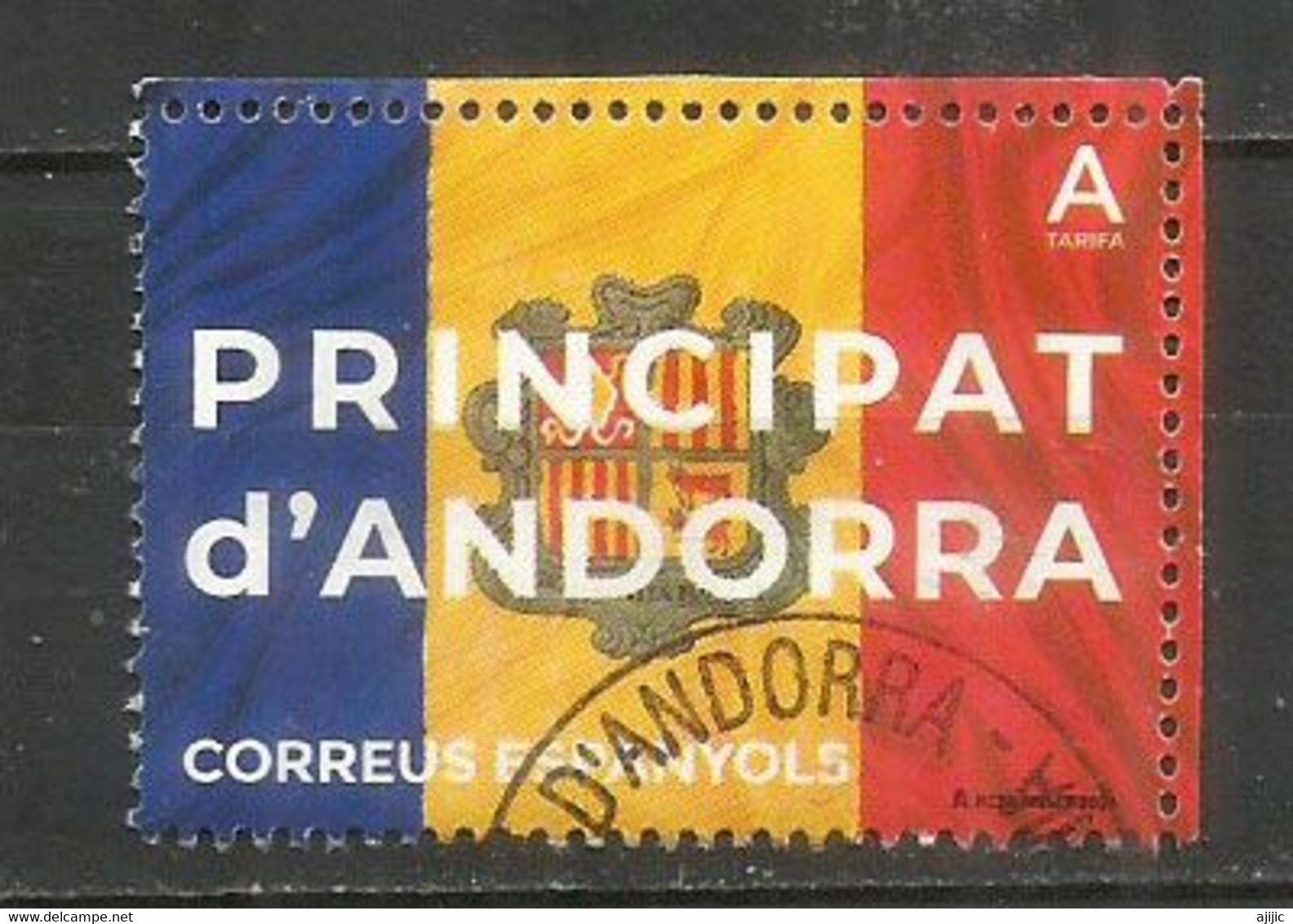 ANDORRA. Bandera Y Escudo / Drapeau & Blason, 2021, Oblitéré, 1 ère Qualité - Usados