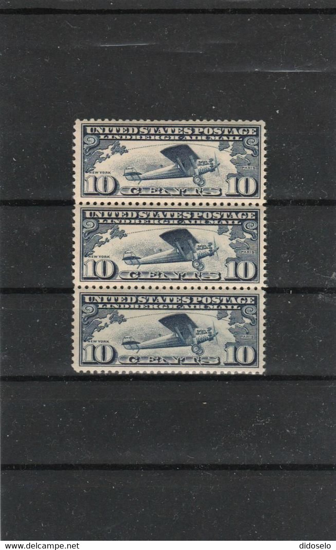 USA - 1927 - Spirit Of St.Louis Plane - 3 MNH (**) Stamps - 1b. 1918-1940 Unused