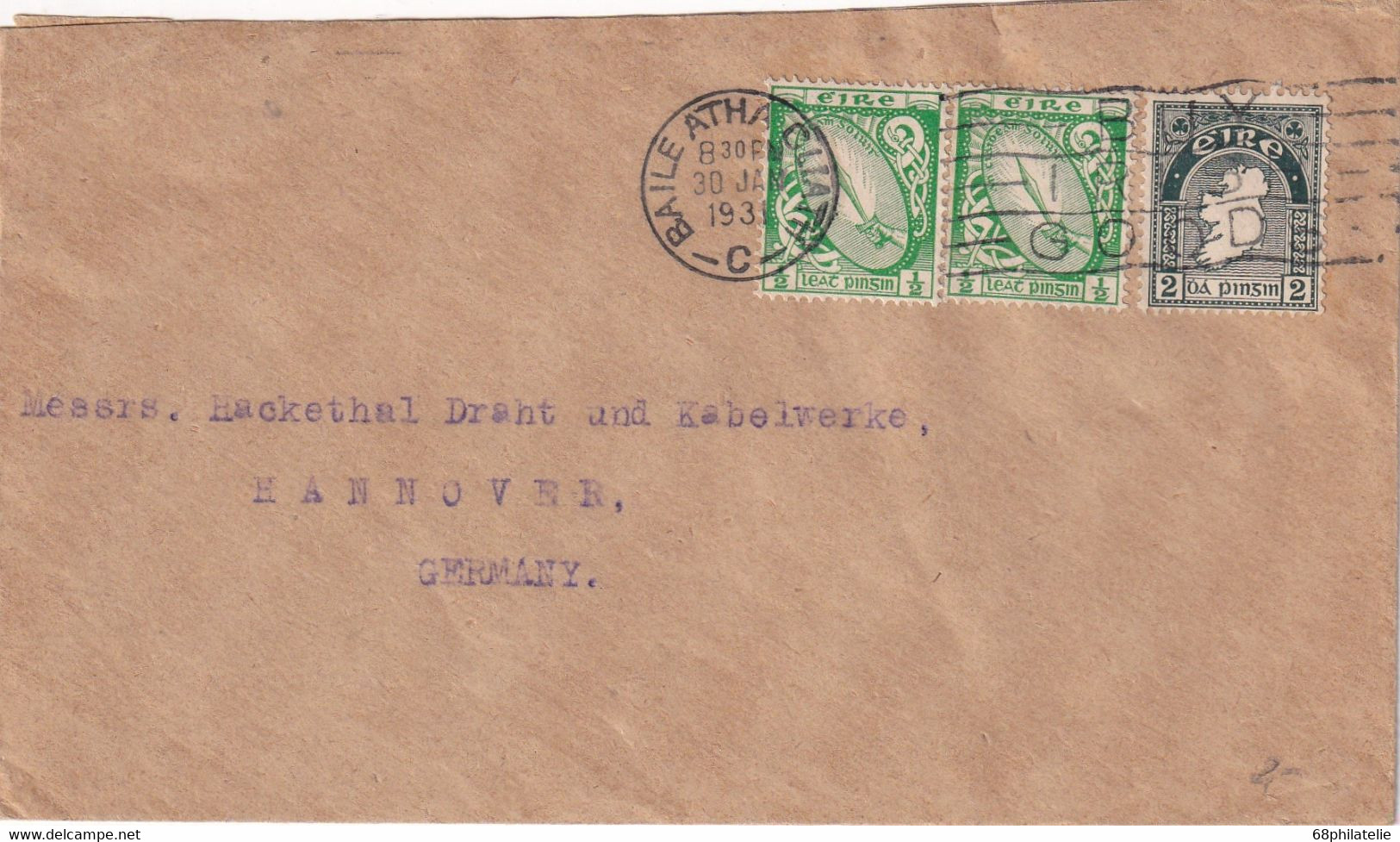 EIRE 1931 LETTRE DE BAILE ATHA CLIATH - Storia Postale