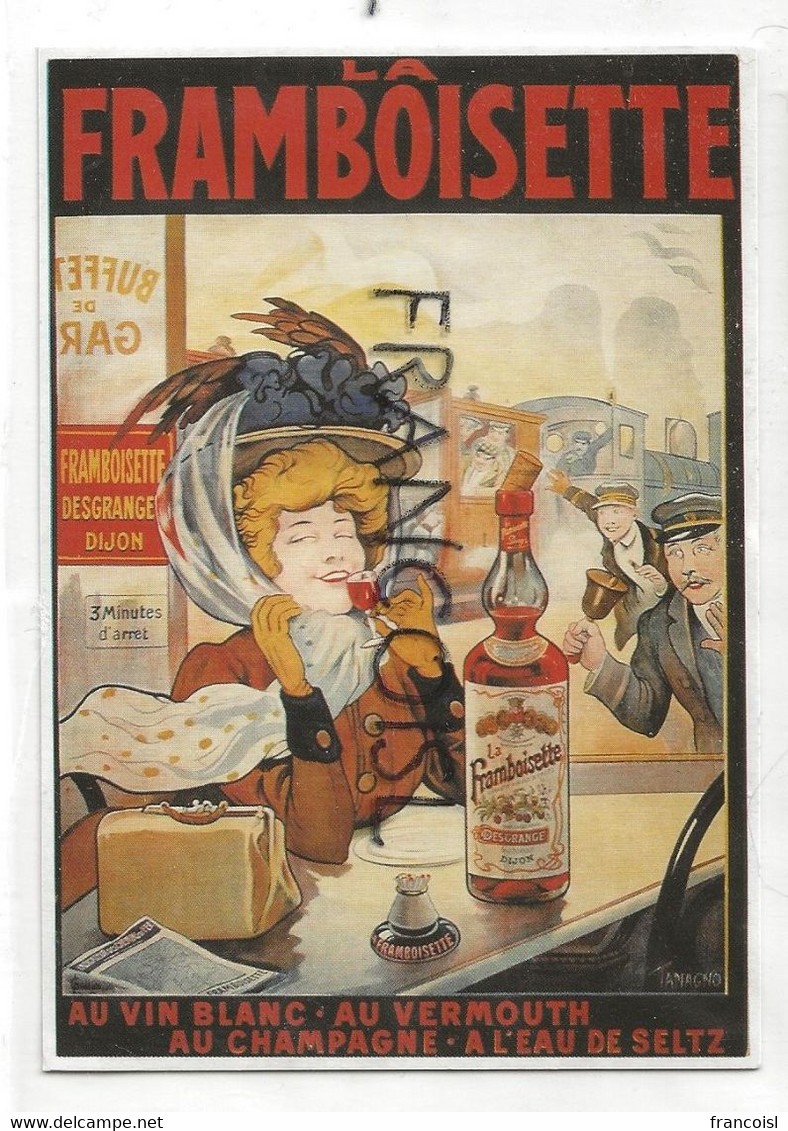 C.P. Reproduction D'une Affiche "La Framboisette". Jeune Femme, Train à Vapeur. Signée Tamagno - Underwood, Clarence F.
