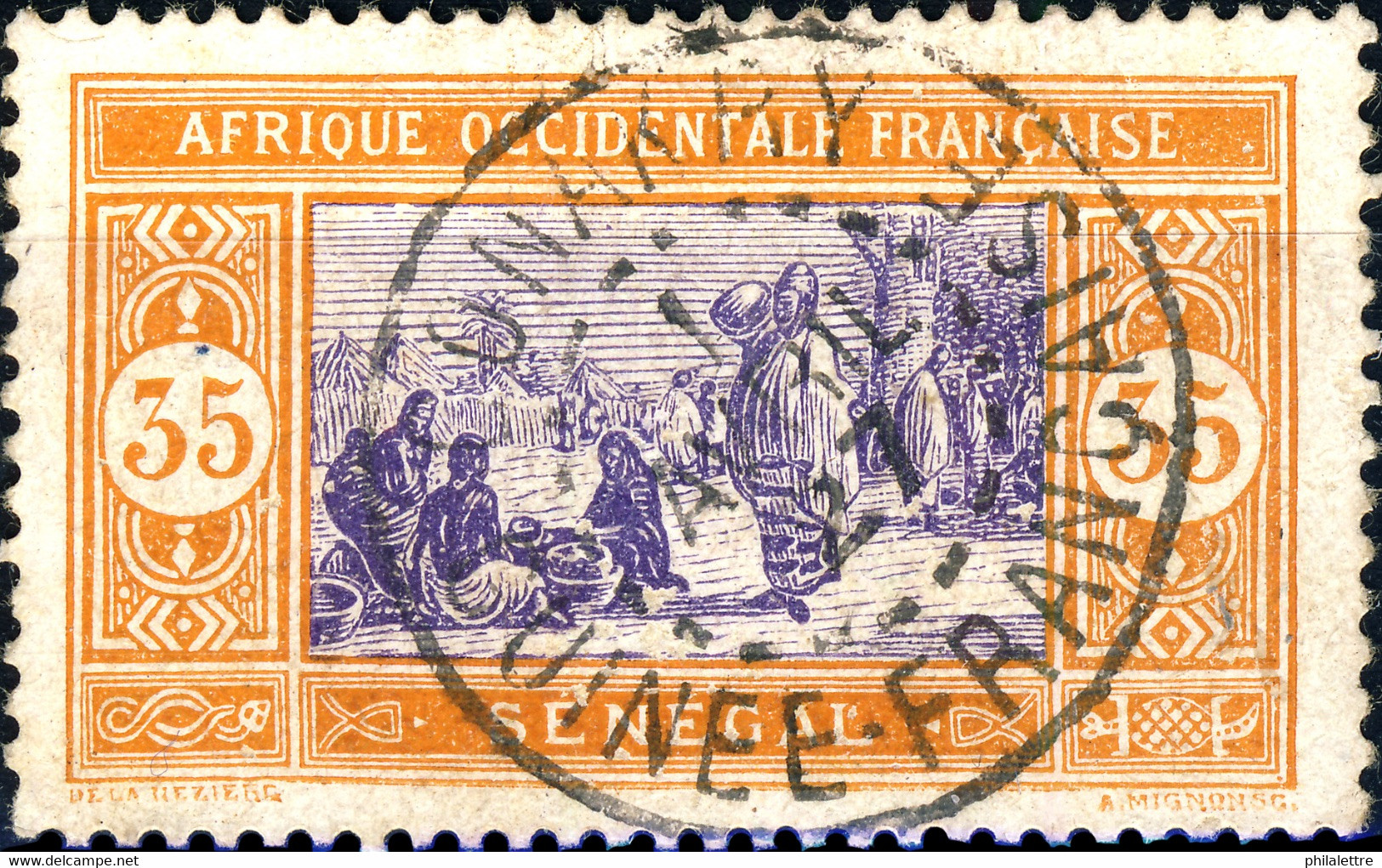 SÉNÉGAL Utilisé En GUINÉE - 1927 CàD De " CONAKRY " Sur Yv.62 35c Orange & Violet - Used Stamps